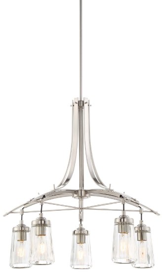 Foto para 60w SW 5 Light Chandelier Brushed Nickel Clear