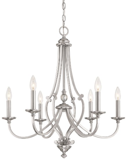 Picture of 60w SW 6 Light Chandelier Brushed Nickel Clear