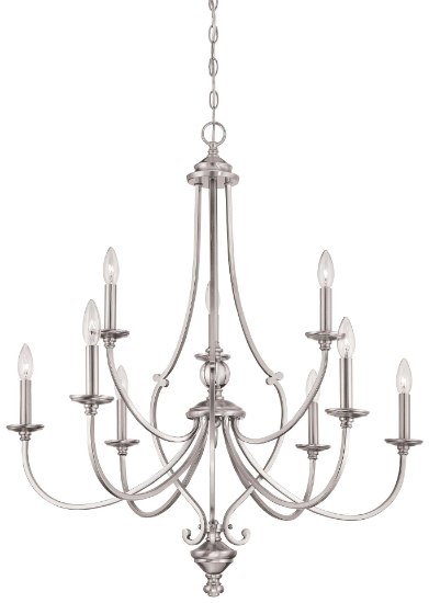 Picture of 60w SW 9 Light Chandelier Brushed Nickel Clear