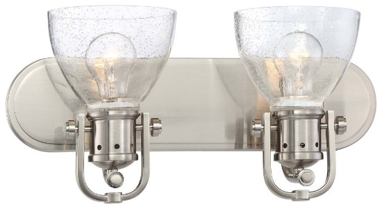 Foto para 100w SW 2 Light Bath Brushed Nickel Clear Seedy Glass