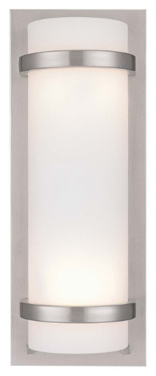 Foto para 100w SW 2 Light Wall Sconce Brushed Nickel Etched White Glass