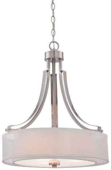 Foto para 100w SW Parsons Studio - Pendant Brushed Nickel Translucent Silver Linen Shade