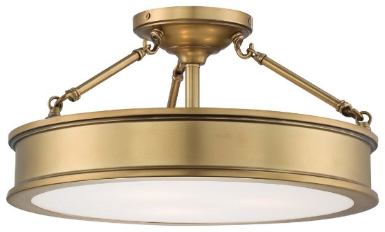 Picture of 100w SW 3 Light Semi Flush Mount Liberty Gold Clear+sandblasting+white Paint Inside