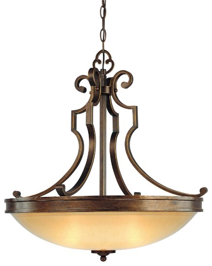 Picture of 100w SW 3 Light Pendant Deep Flax Bronze Venata De Oro