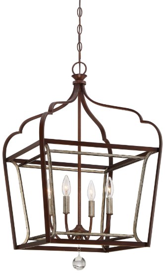 Picture of 60w SW 4 Light Foyer Pendant Dark Rubbed Sienna With Aged Silver