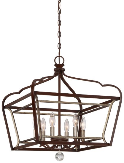 Picture of 60w SW 6 Light Pendant Dark Rubbed Sienna With Aged Silver