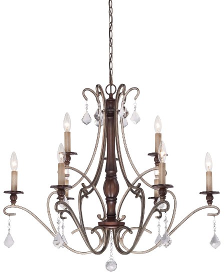 Picture of 60w SW 9 Light Chandelier Dark Rubbed Sienna With Aged Silver