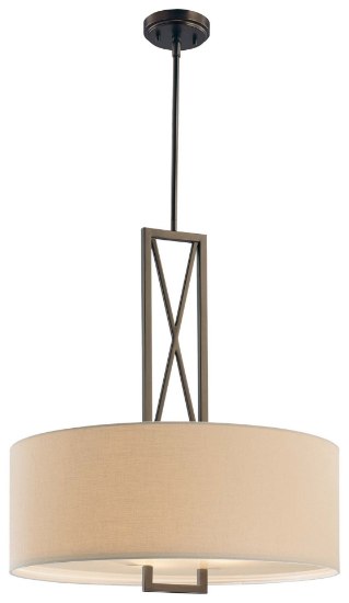 Picture of 100w SW 3 Light Pendant Harvard Court Bronze (Plated) White Linen