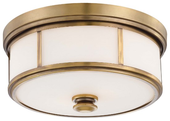 Foto para 60w SW 2 Light Flush Mount Liberty Gold Etched Opal