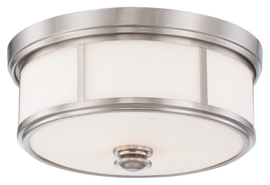 Foto para 60w SW 2 Light Flush Mount Brushed Nickel Etched Opal