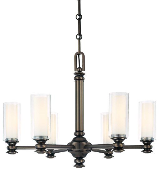 Picture of 60w SW 6 Light Chandelier Harvard Court Bronze (Plated) Clear