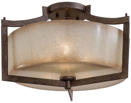 Picture of 60w SW 3 Light Semi Flush Mount Patina Iron Deep Spumante Lace