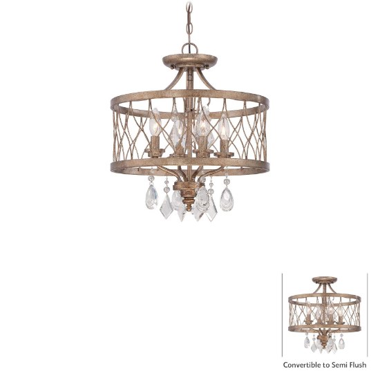 Foto para 60w SW 4 Light Mini Chandelier (Convertible To Semi Flush) Olympus Gold