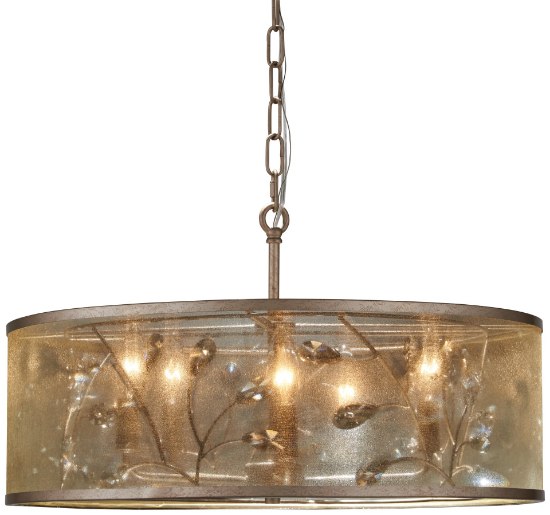 Picture of 60w SW 5 Light Pendant Convertible To Semi Flush Mount Nanti Champaign Silver Gossamer Gold