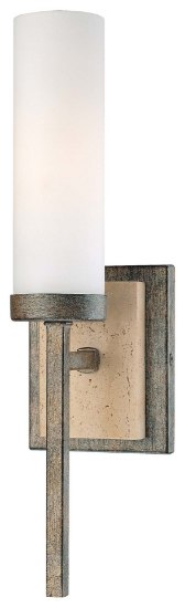 Foto para 60w SW 1 Light Wall Sconce Aged Patina Iron Etched Opal