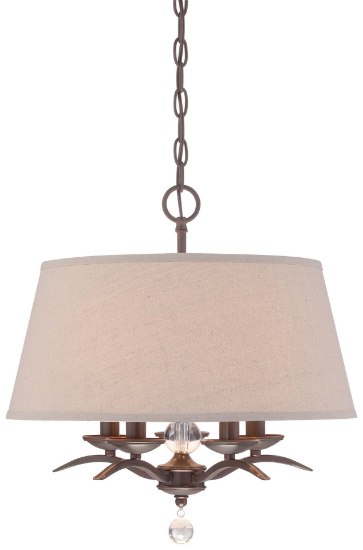 Foto para 60w SW 5 Light Pendant Aged Kinston Bronze Oatmeal Linen