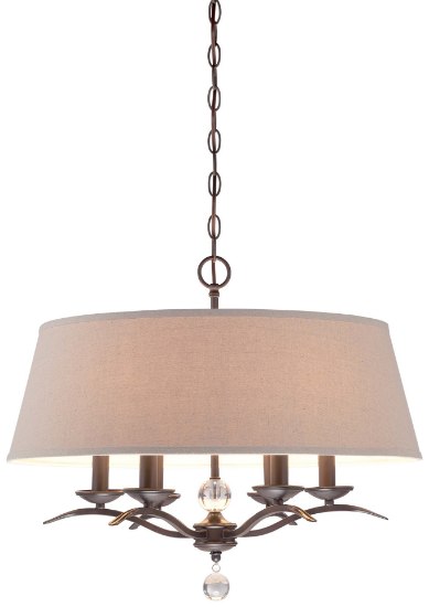 Picture of 60w SW 6 Light Pendant Aged Kinston Bronze Oatmeal Linen