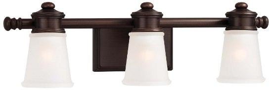 Picture of 100w SW 3 Light Bath Dark Brushed Bronze (Painted) Etched White