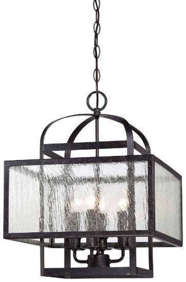 Foto para 60w SW 4 Light Mini Chandelier Aged Charcoal Clear Seeded