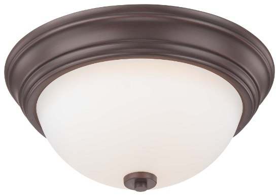 Foto para 60w SW 2 Light Flush Mount Vintage Bronze Etched White