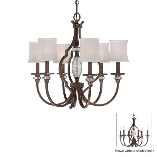 Picture of 60w SW 6 Light Chandelier Dark Noble Bronze White Linen