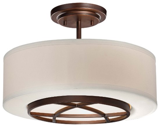 Picture of 100w SW 3 Light Semi Flush Mount Dark Brushed Bronze (Painted)