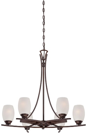 Picture of 100w SW 6 Light Chandelier Dark Brushed Bronze (Painted) Etched White Seeded