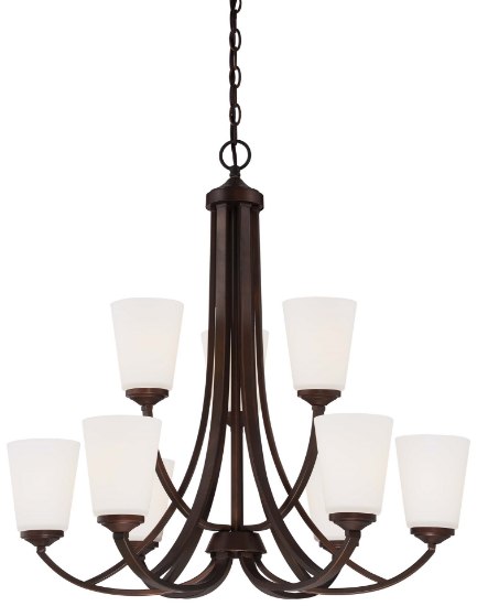 Foto para 100w SW 9 Light Chandelier Vintage Bronze Etched White