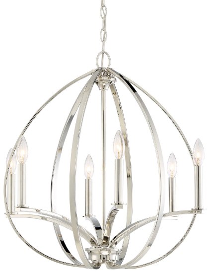 Picture of 60w SW 6 Light Chandelier Polished Nickel