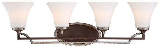 Picture of 100w SW 4 Light Bath Dark Rubbed Sienna With Aged Silver Etched White