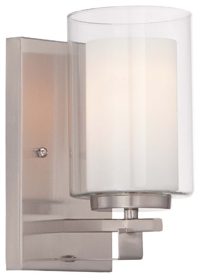 Foto para 100w SW 1 Light Bath Bar Brushed Nickel Etched White Glass