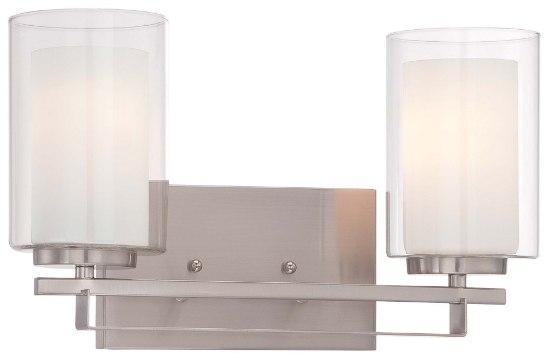 Foto para 100w SW 2 Light Bath Bar Brushed Nickel Etched White