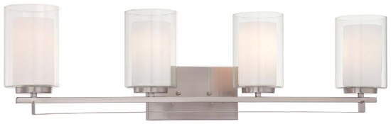 Foto para 100w SW 4 Light Bath Bar Brushed Nickel Etched White