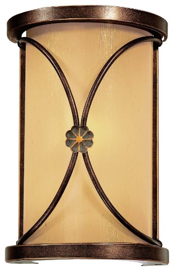 Picture of 60w SW 1 Light Wall Sconce Deep Flax Bronze Venata De Oro Glass