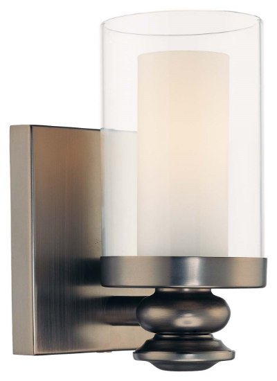 Picture of 75w SW 1 Light Bath Harvard Court Bronze (Plated) Clear & Etched Opal Glass