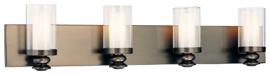 Foto para 75w SW 4 Light Bath Harvard Court Bronze (Plated) Clear & Etched Opal Glass