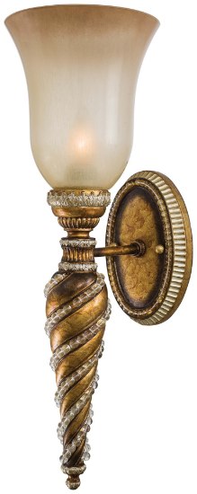 Foto para 100w SW 1 Light Wall Sconce Aston Court Bronze Avorio Mezzo Glass