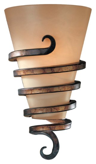 Picture of 100w SW 1 Light Wall Sconce Tofino Bronze Mabre Grabar(Tm) Glass