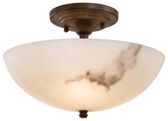 Picture of 40w SW 3 Light Semi Flush Mount Nutmeg Alabaster Dust(Tm) Shade