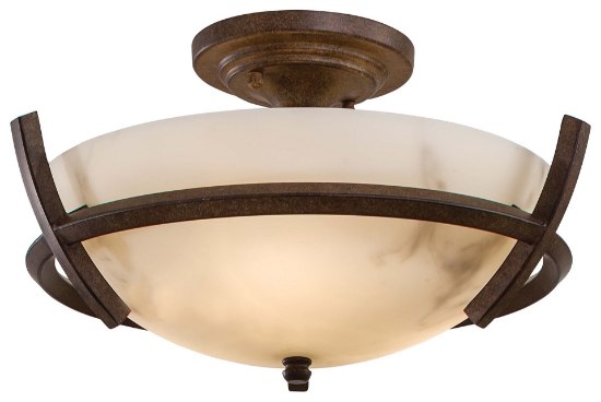 Picture of 40w SW 3 Light Semi Flush Mount Nutmeg Alabaster Dust(Tm) Shade