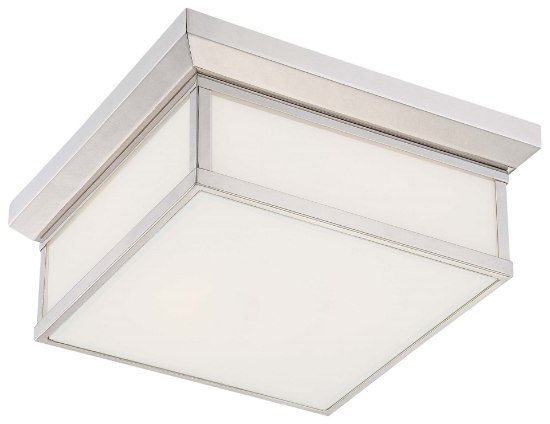 Foto para 60w SW 2 Light Flush Mount Polished Nickel White Glass