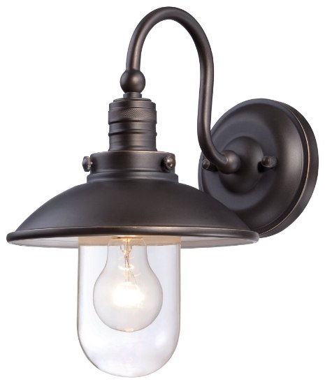 Foto para 100w SW 1 Light Wall Mount Oil Rubbed Bronze W/ Gold Highlights Clear Glass