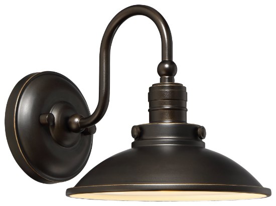 Foto para 14w SW 1 Light Outdoor Wall Mount Oil Rubbed Bronze W/ Gold High Etched Opal