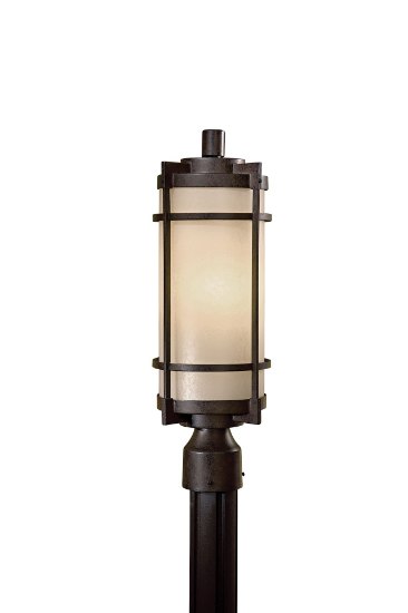 Picture of 13w SW 1 Light Post Mount Textured French Bronze Pearl Mist Glass