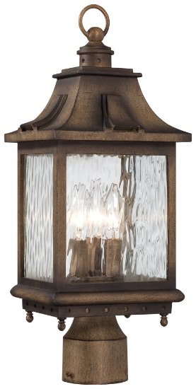 Foto para 60w SW 3 Light Post Mount Portsmouth Bronze Clear Water Glass