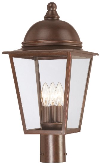 Picture of 60w SW 3 Light Post Mount Architectual Bronze W/ Copper Highlights Clear