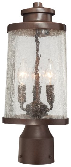 Foto para 60w SW 3 Light Post Mount Architectual Bronze W/ Copper Highlights Clear Crackle