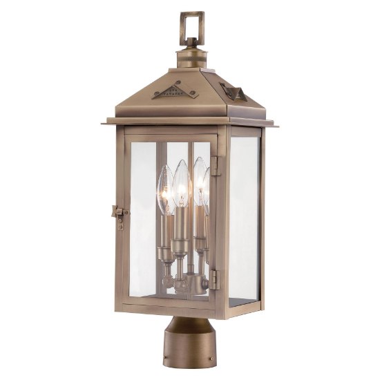 Foto para 60w SW 4 Light Post Mount Colonial Brass Clear