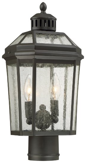 Picture of 60w SW 2 Light Outdoor Post Oil Rubbed Bronze Seedy Glass