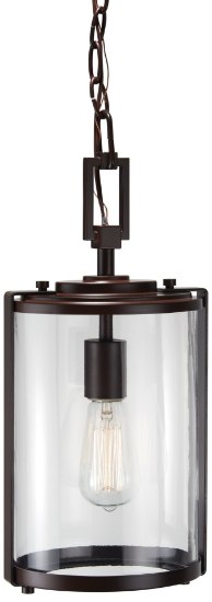 Foto para 40w SW 1 Light Chain Hung Lantern Alder Bronze Clear Glass